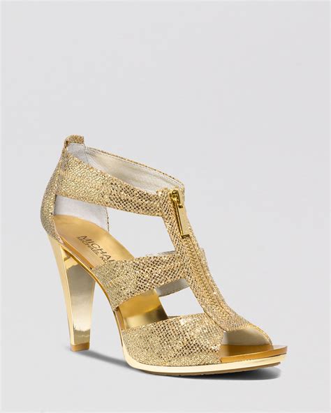 michael kors gold sandals heels|michael kors high heel booties.